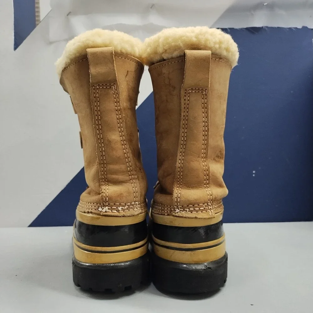Sorel Caribou Winter Snow Boots Mens Size 11 Brown Black Wool Blend Waterproof